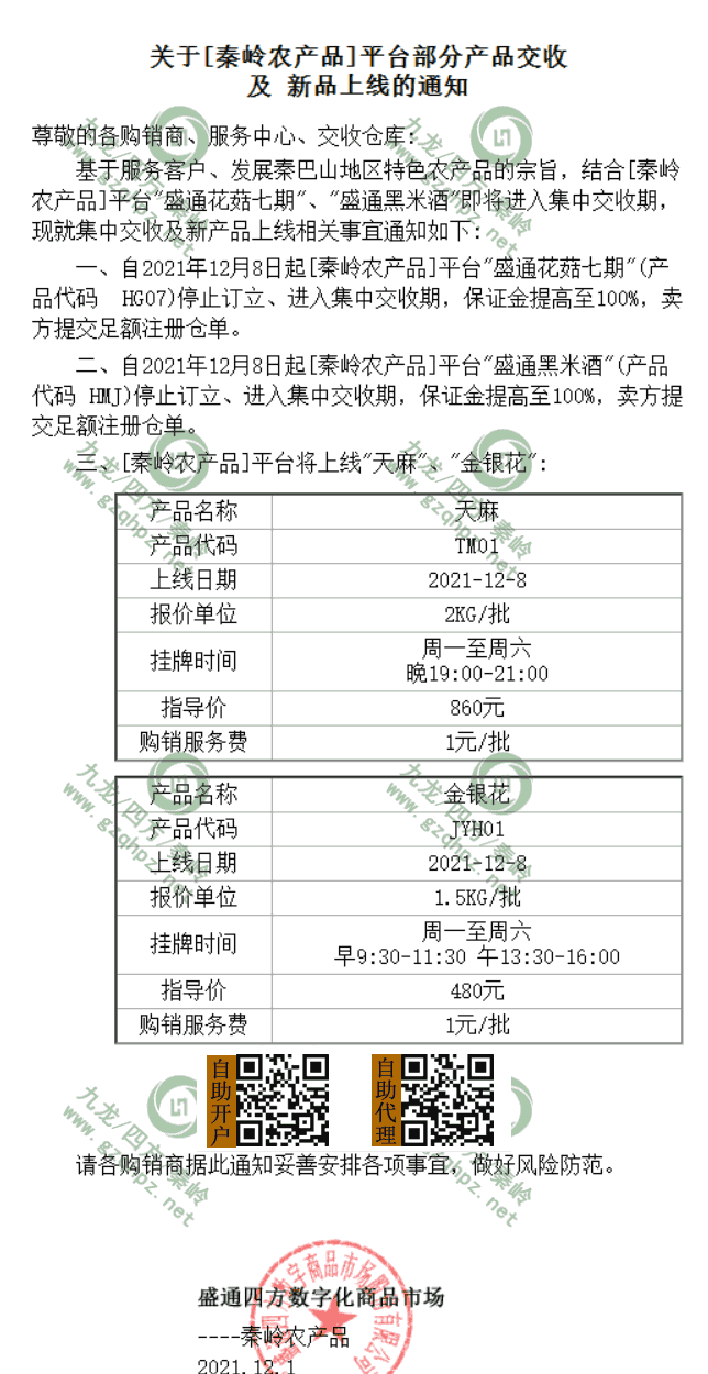 天麻金银花新品种上市通知！